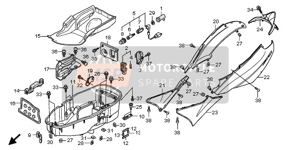 Honda FES150A 2008 ABDECKPLANE & GEPÄCKBOX für ein 2008 Honda FES150A